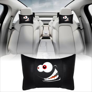 Auto Nackenkissen 20x30cm Nackenpolster Leder Schwarz mit Druck Design